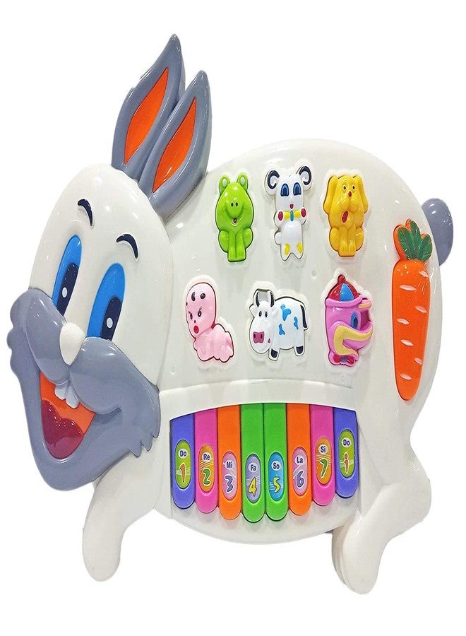 SPOCCO | Rabbit Piano Musical Toy Educational Learning Music Keyboard Toys for Kids Playset with Flashing Lights & 6 Animal Sounds & 8 Keys Fun Play Activity Birthday Gift for Boys Girls Toddlers -137 - Image 2